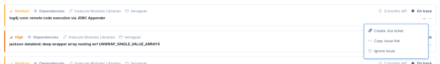 Security and risk management finding ignore