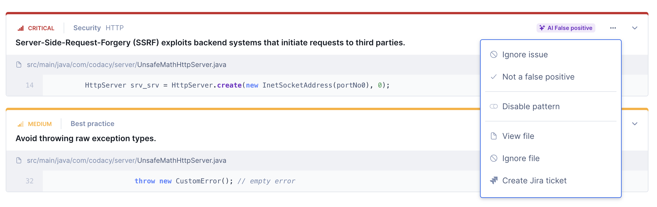 Managing system-detected false positives